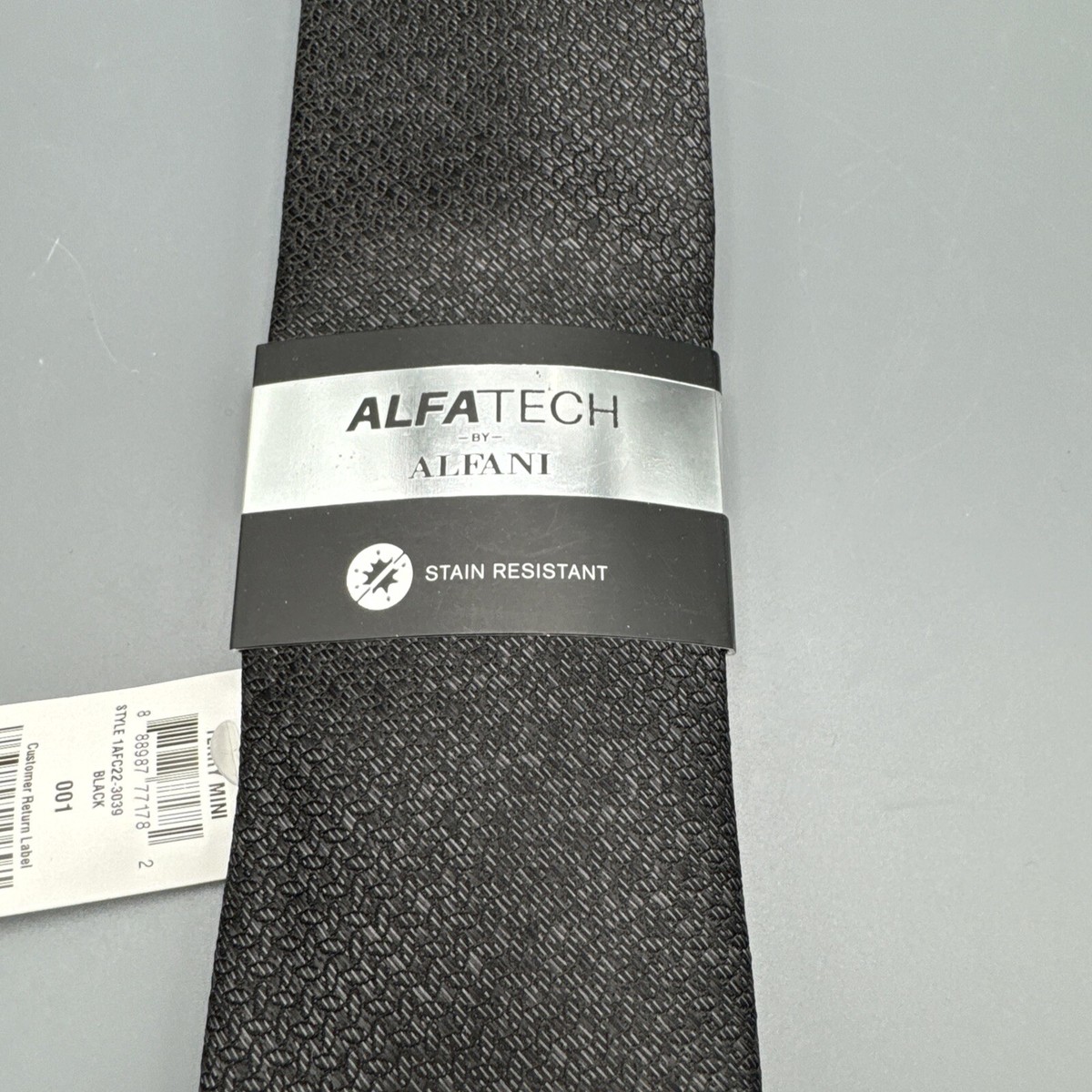 ALFANI ALFATECH Men's Neck Tie . Black Metallic .Stain Resistant