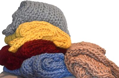 Chunky Knit Blanket 50x60 Warm Soft Cozy for Bedroom Knitted Yarn Throw Blanket