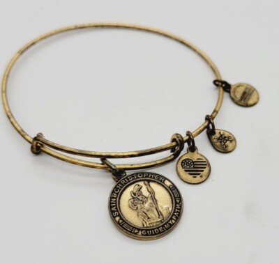 Alex And Ani Bracelet Gold Tone St. Christopher Charm Bangle