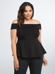 black off the shoulder peplum top