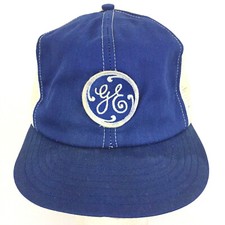 Vtg GE General Electric Patch Hat 2-Tone Mesh USA Snap Back Trucker Baseball Cap