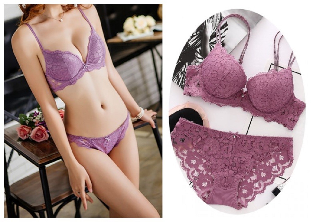Women Sexy Lace Bra and Panty Set Underwire Floral Soft Everyday Lingerie  Set vs