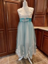 Girls Ball Gown Dress Blue Tulle Lace Formal Size 160 XS, delicate and beautiful