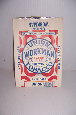 VINTAGE UNION WORKMAN CHEWING TOBACCO UNUSED FOIL PACK PACKAGE SCOTTEN DILLON
