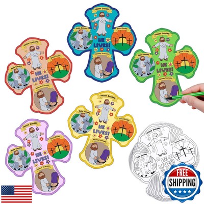 Motipuns 36 Sets Religious Easter Crafts Color Your Own Holy Week Crosses DIY