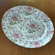 Duży owalny talerz do serwowania vintage Johnson Brothers Rose Chintz - 15" x 13