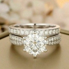 2,50 Kt Rund Diamant Verlobungsring Weißgold-Finish Hochzeit Ring Set Braut Band
