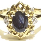 10k yellow gold .10ct SI2 H diamond Natural Sapphire Halo ring 3.8g size 7 — photo 2