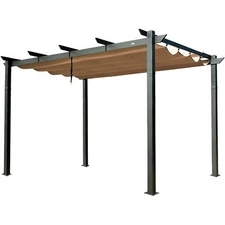 13'X 9' Outdoor Retractable Pergola W/ Sun Shade Canopy Patio Aluminum Shelter