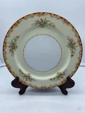 Noritake Occupied Japan  Dinner Plate red scrolls w floral pattern   E13