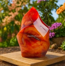 4OZ Mini Carnelian Crystal Flame Tower Natural Red Gemstone Flame Stone Art Gift