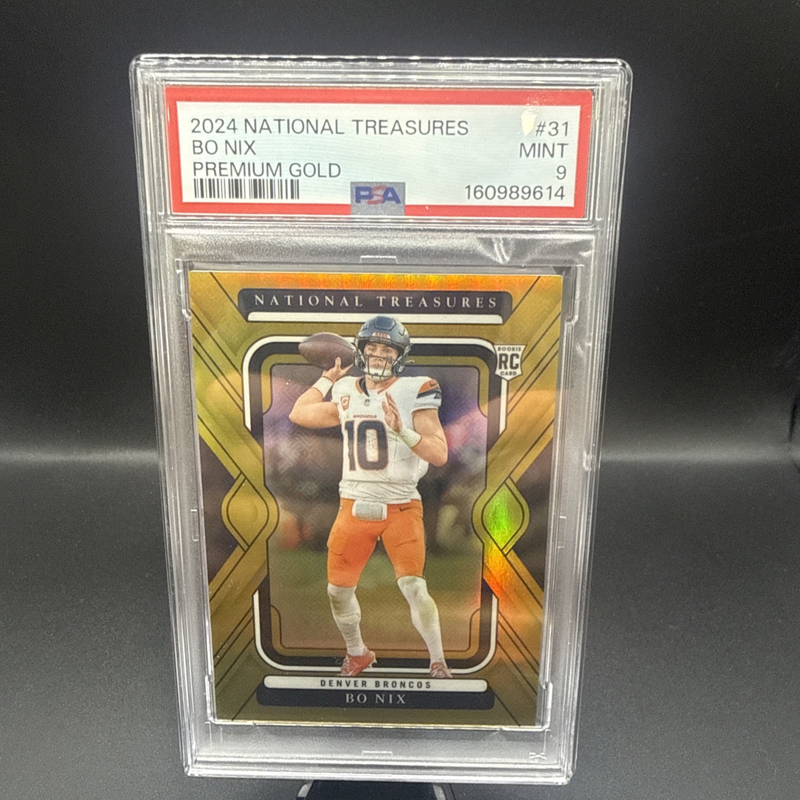 Panini 2024 National Treasures Bo Nix Premium Gold  RC #31 PSA 9 Broncos 10/10