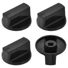 4 Pcs Rotary Potentiometer Knob 6mm Raised D Shaft , 0.7" H x 1.3" Dia Black ABS