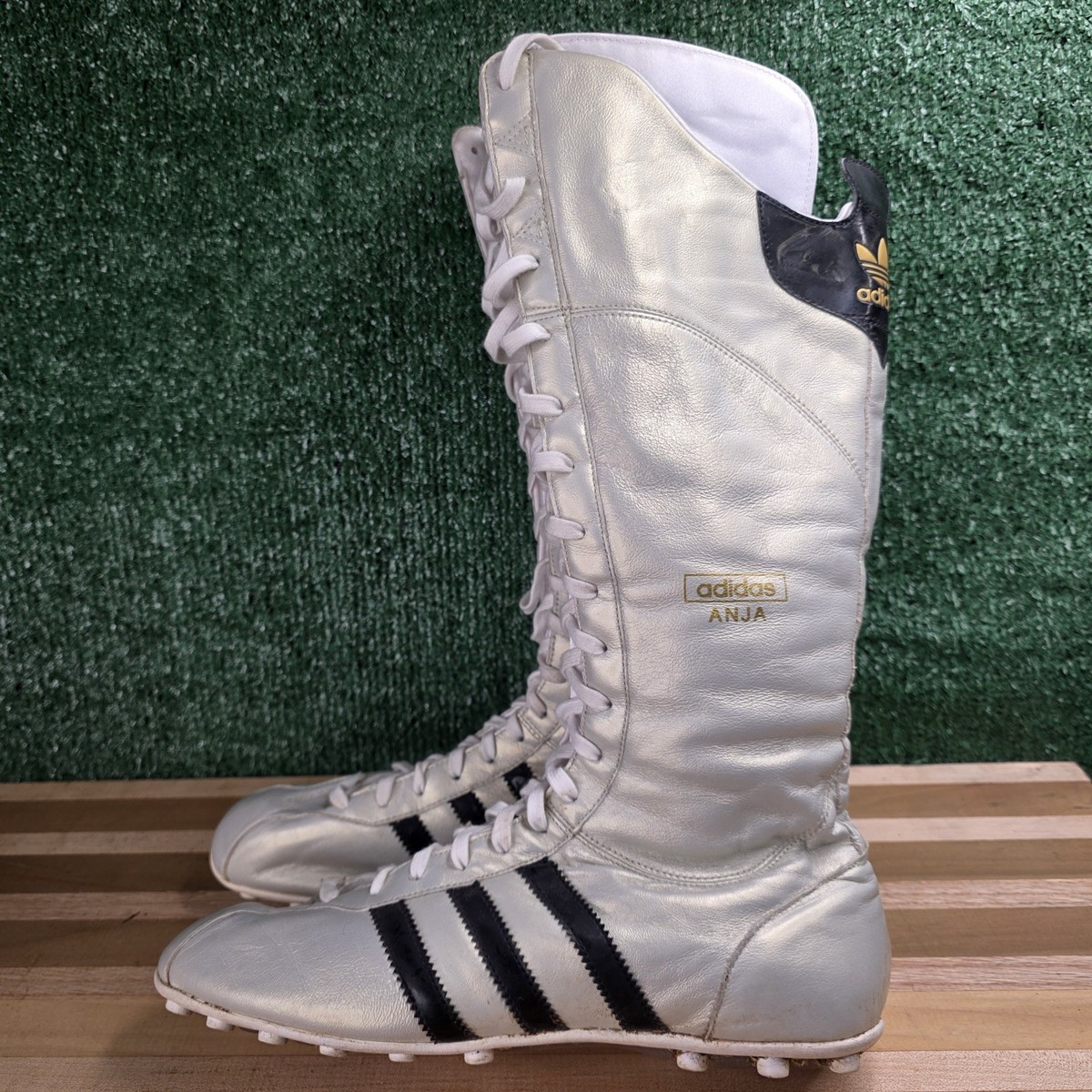 Women's Size 8 ADIDAS Anja Lace-Up Pearl White Wrestling Boots Y2K