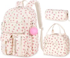 Backpack for Girls, 3PCS Cute School Back packs with Lunch Box Pencil Case age