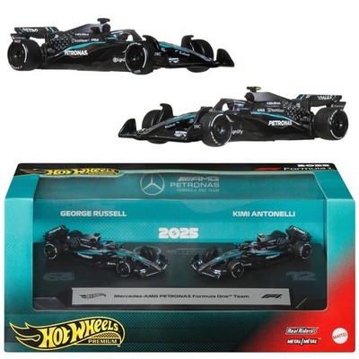 Hot Wheels Premium Mercedes-AMG Petronas Formel 1 Team Maßstab 1:64 Autos [2 Stück]