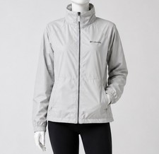 Columbia Women s Hooded Windbreaker Rain Jacket Lightweight Full Zip Gray S