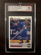 1991-92 UPPER DECK MATS SUNDIN EURO STARS INSERT 2ND YEAR KSA 10 GEM-MINT