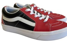 VANS Leather Sneaker Mens Sz 6, Women s Sz 7.5 Off The Wall Red, B W Skateboard