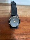 Seiko Quartz Men's Watch Black Dial Gold Hands Slim Dress Vintage Japan
