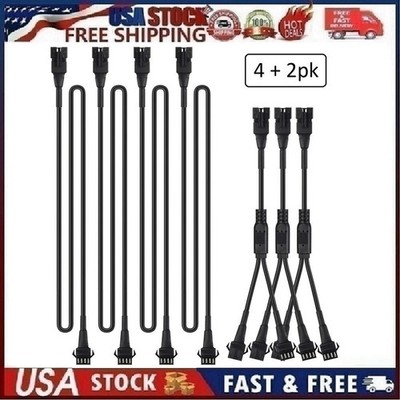 DITRIO 4pcs 2' Extension Cords & 3pcs 2-Way Splitters for Underglow RGB LEDStrip