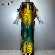 Boho Evening Dress Dubai Luxury Female Loose Print Kaftan Muslim Woman Clothing