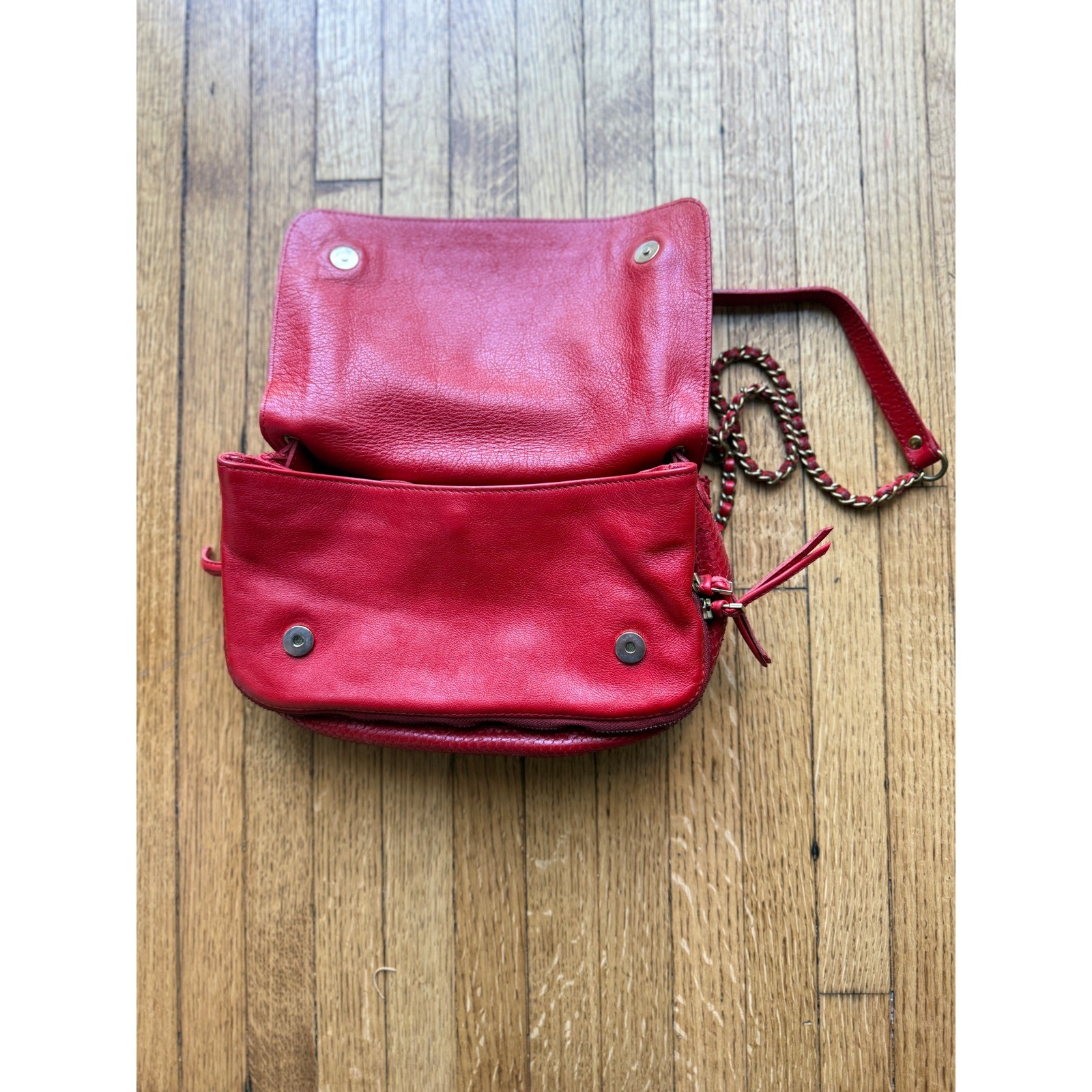 Jerome Dreyfuss Red Python Embossed Leather Shoul… - image 12