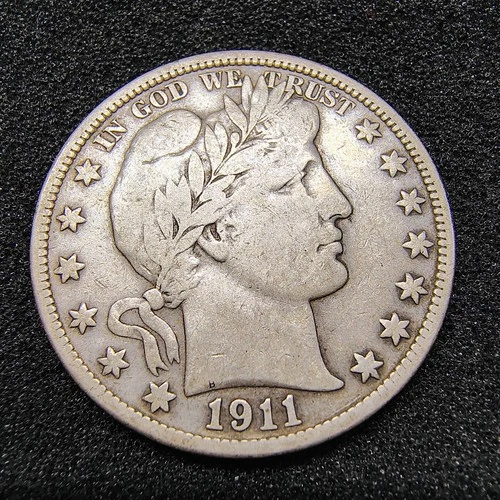 1911 Barber Half Dollar 50C - 90% Silver - Philadelphia Mint - Fine Condition