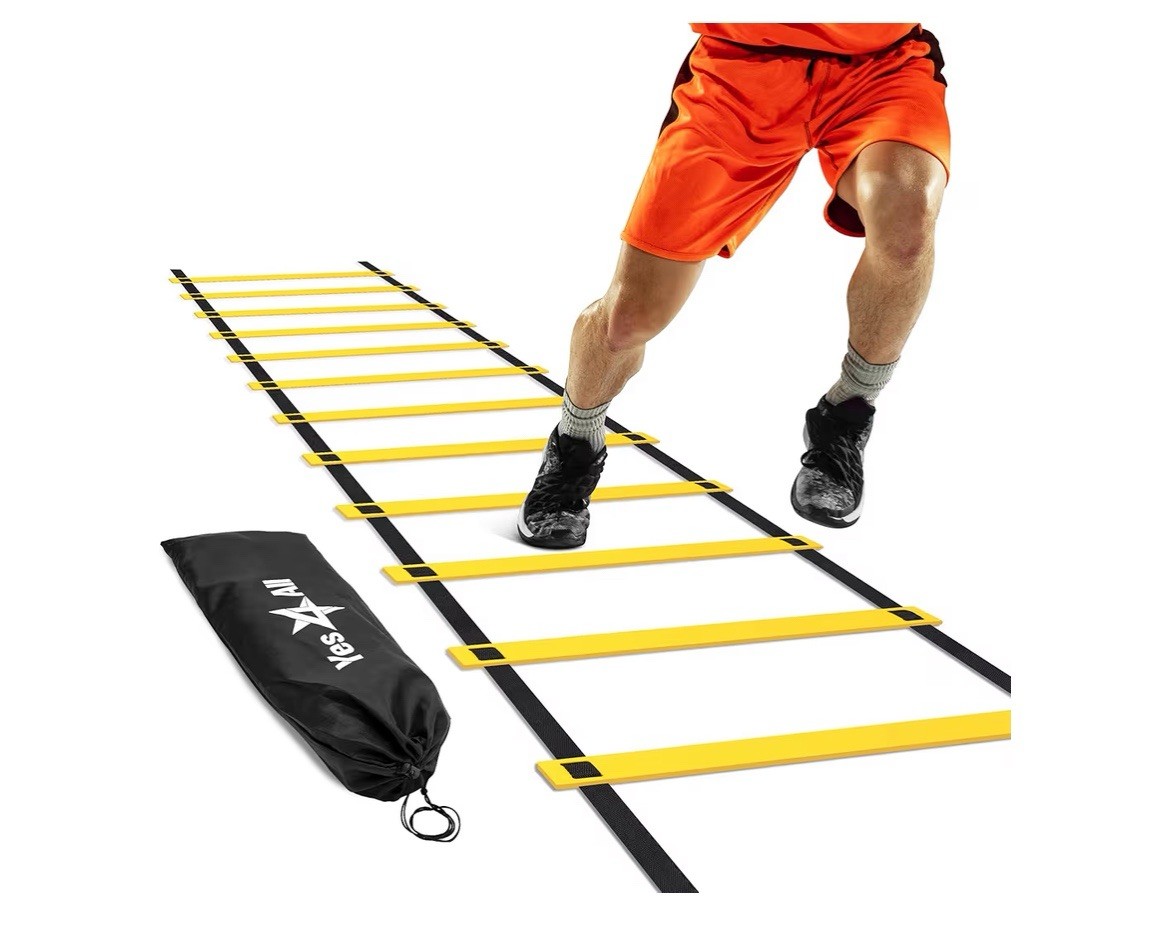 Agility Adjustable Football Ladder Speed Training Equipment (Yellow) 12 Rung