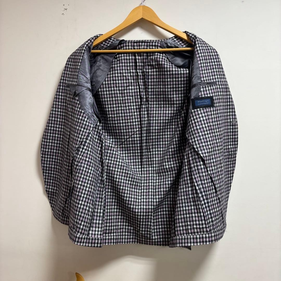 RING JACKET Navy Check Pattern Tailored Jacket - image 9