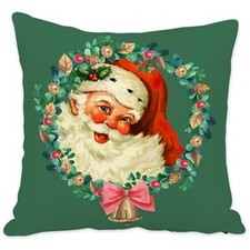 Christmas Santa Claus Throw Pillow Cover Christmas 18" x 18" Pack of 1 Green