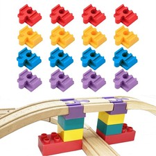 Wooden Train Track Accessories, 16 pcs Wooden Track Connector, Compatible wit...