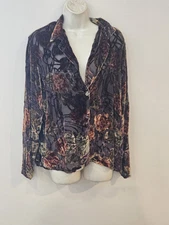 Sz Medium Citron Fall Color Burnout Womens L/S Blouse Top