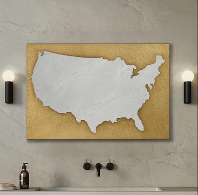 Gold Modern Mirror with Abstract Deco, Wall-Mounted Rectangular Mirror Decor
