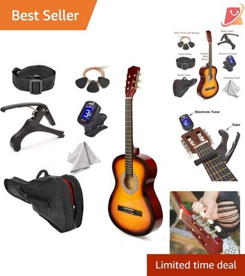 30-Inch Left Handed Wood Guitar for Kids Beginners with Case Accessories