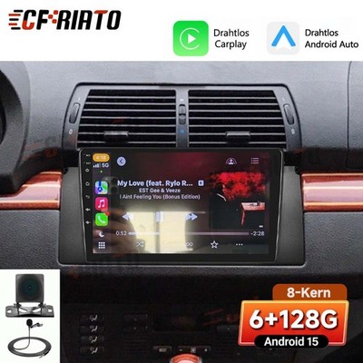 6+128G Für BMW E39 1999-2005 Autoradio Android 15 Apple Carplay Navi WIFI BT KAM