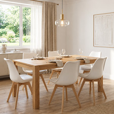 Dining Chair Set Wooden Kitchen Chair Padded Seat Modern Home Office White Chair
