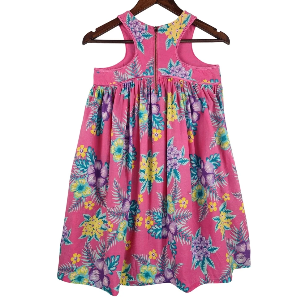Vestido Hawiiano United Colors of Benetton Niñas Talla 9/10 Floral Rosa Caliente Algodón Foto 2 de 4