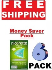 6 x Nicorette Gum ORIGINAL Flavour Full Strenght 4mg 105 Piece