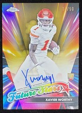 F. 2024 Topps Chrome Football Xavier Worthy Auto Gold Refractor /50 RC