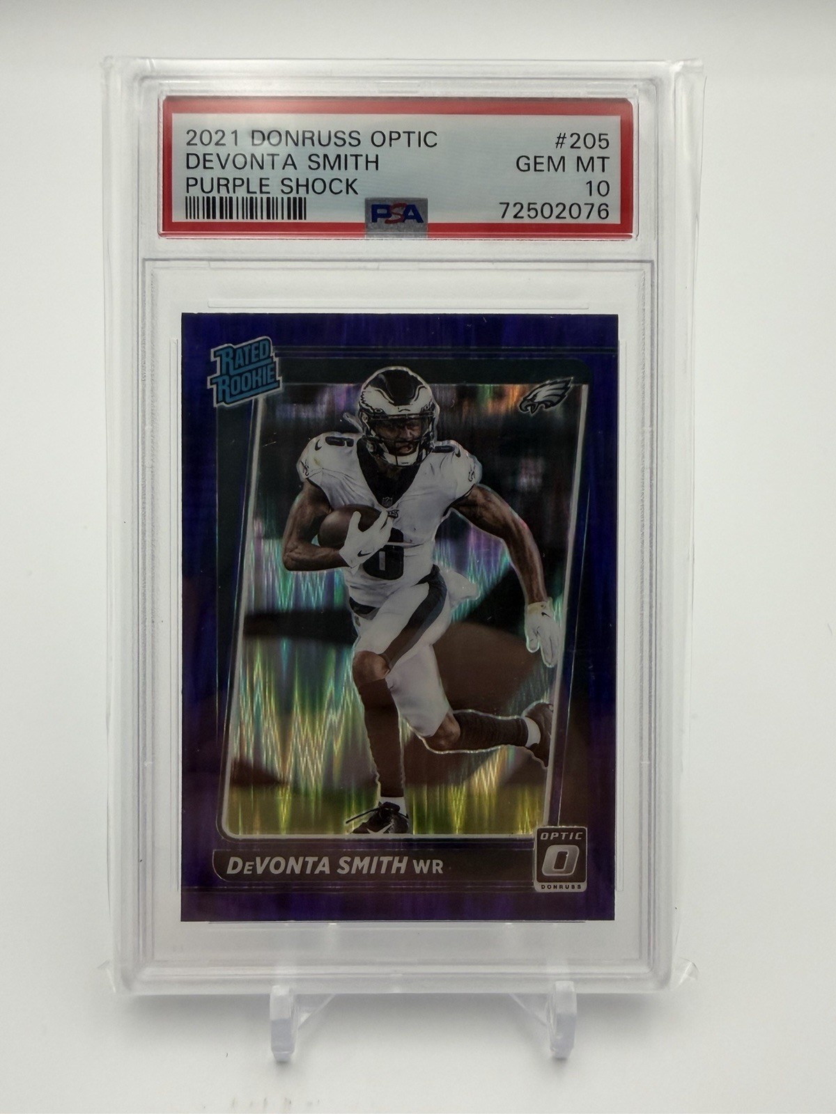 2021 Donruss Optic Devonta Smith Purple Shock PSA 10