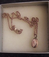 Solid 9ct Rose Gold 20" Chain Wth Single Diamond Mounted  Gold Oval Locket  