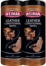 Weiman Leather Wipes - 2 Pack - Clean Condition UV 30 Count Pack of 2