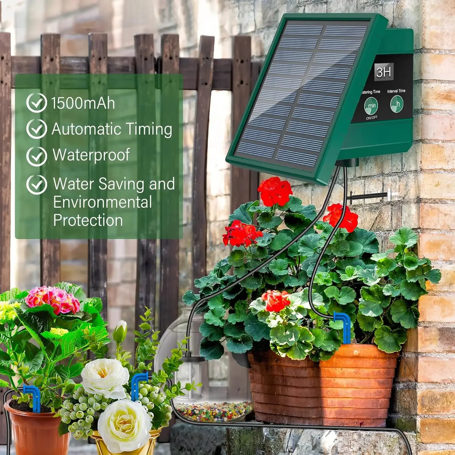 Système d'irrigation solaire programmable à programmateur intelligent et capteur de manque d'eau