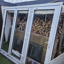 UPVC Bifold Exterior Doors, 3-Door Set In White With Glass