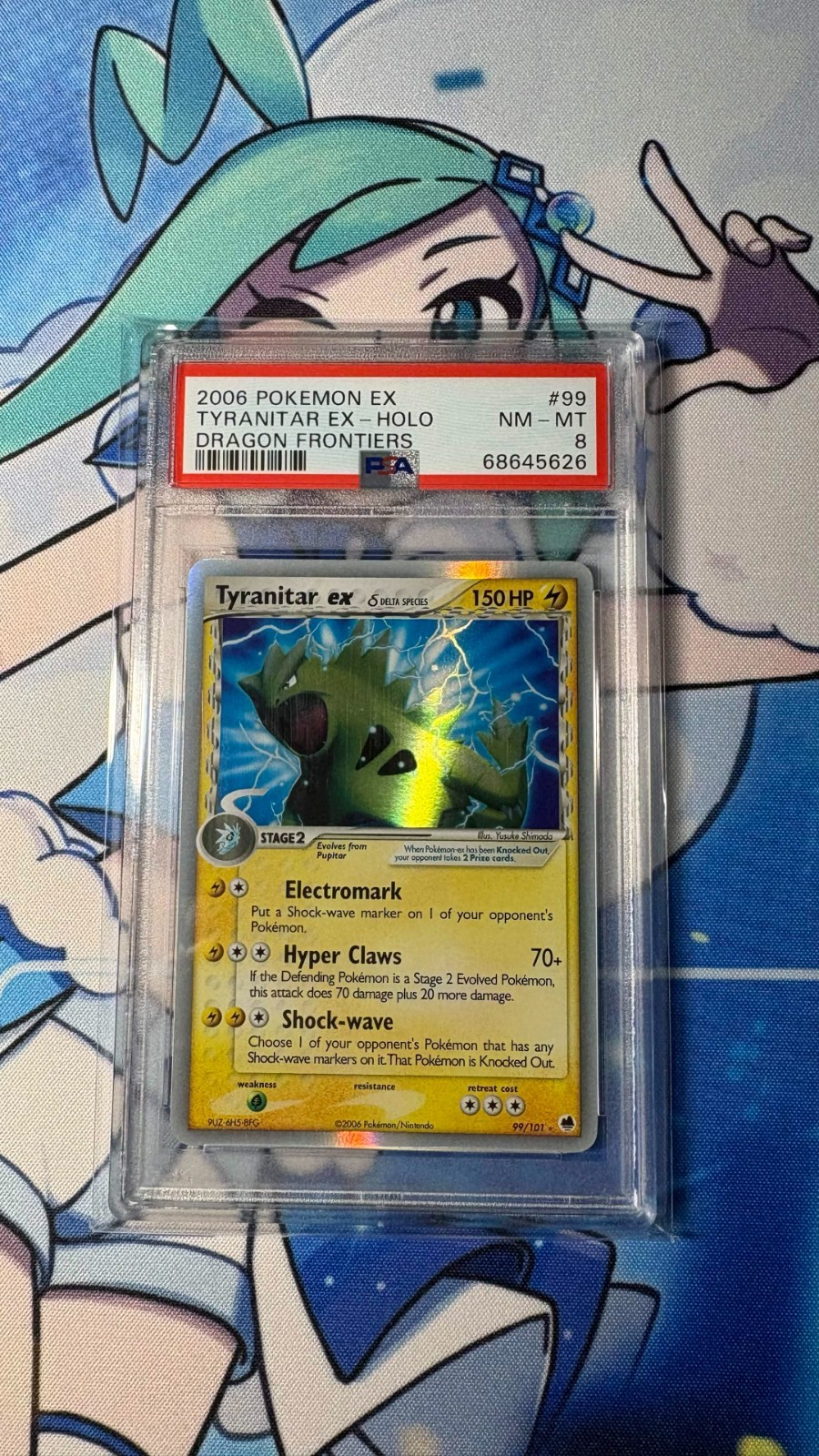 2006 POKEMON EX DRAGON FRONTIERS #99 TYRANITAR EX-HOLO PSA 8