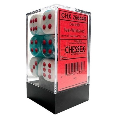 DND Dice Set-Chessex D&D Dice-16mm Gemini White, Teal, and Red Plast (US IMPORT)