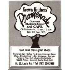 Krown Kitchen's Promenade Shopping Center 1986 Lancaster County Ad SAH7-M8