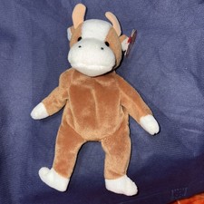 Vintage Ty Beanie Baby Bessie the Cow Beanbag Plush Brown White 1995