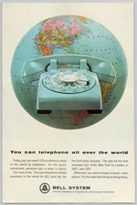 1964 Bell Telephone Vintage Print Ad: All Over the World Retro Rotary Phone